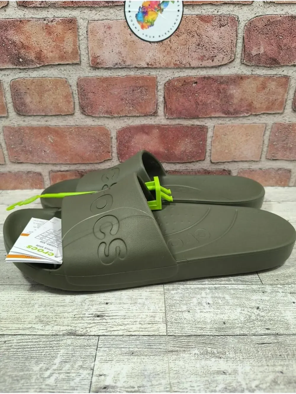 Crocs Essentials Slide Men's Size 12 Army Green Slip On Comfort 210088-309 NWT